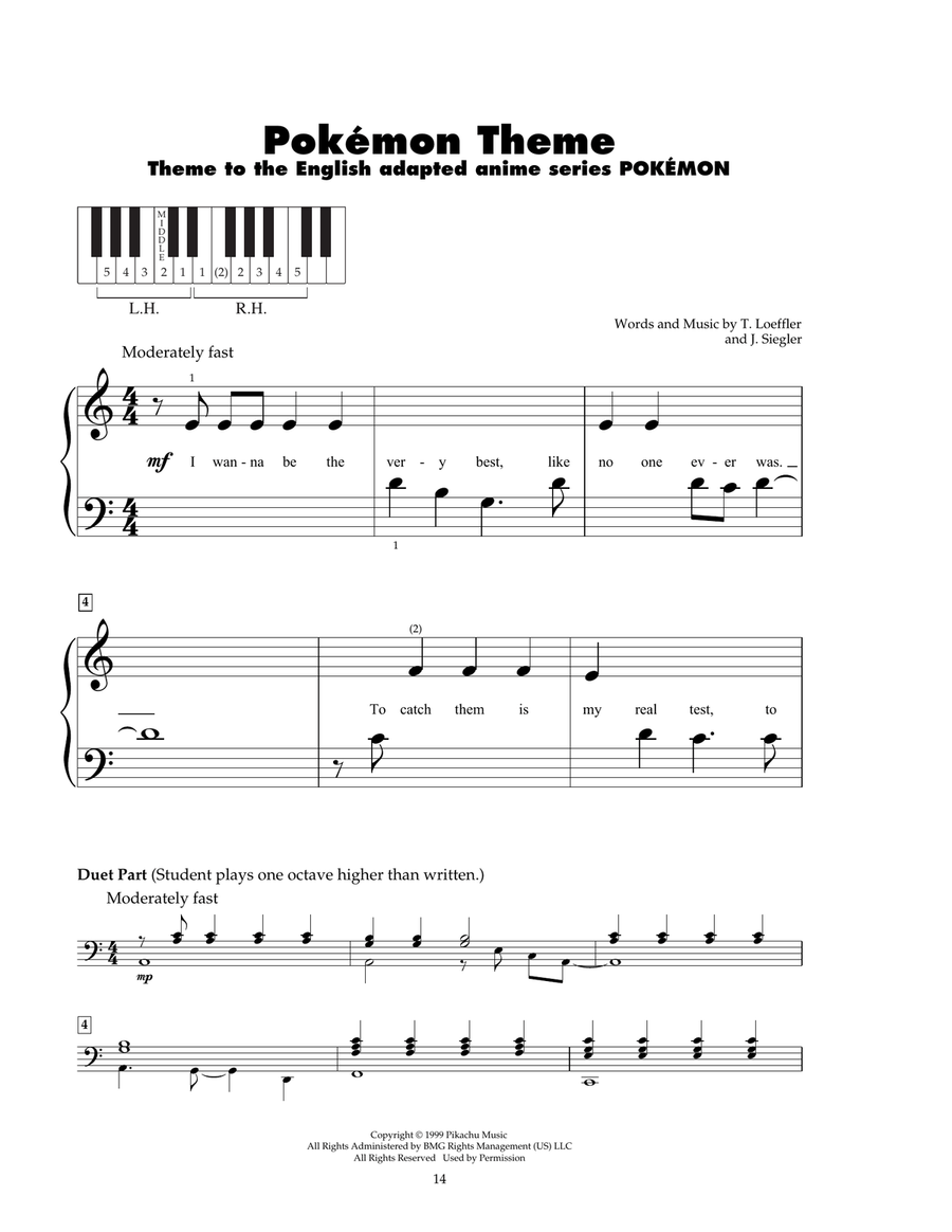 Pokemon Theme Piano scores gallery preview page 1