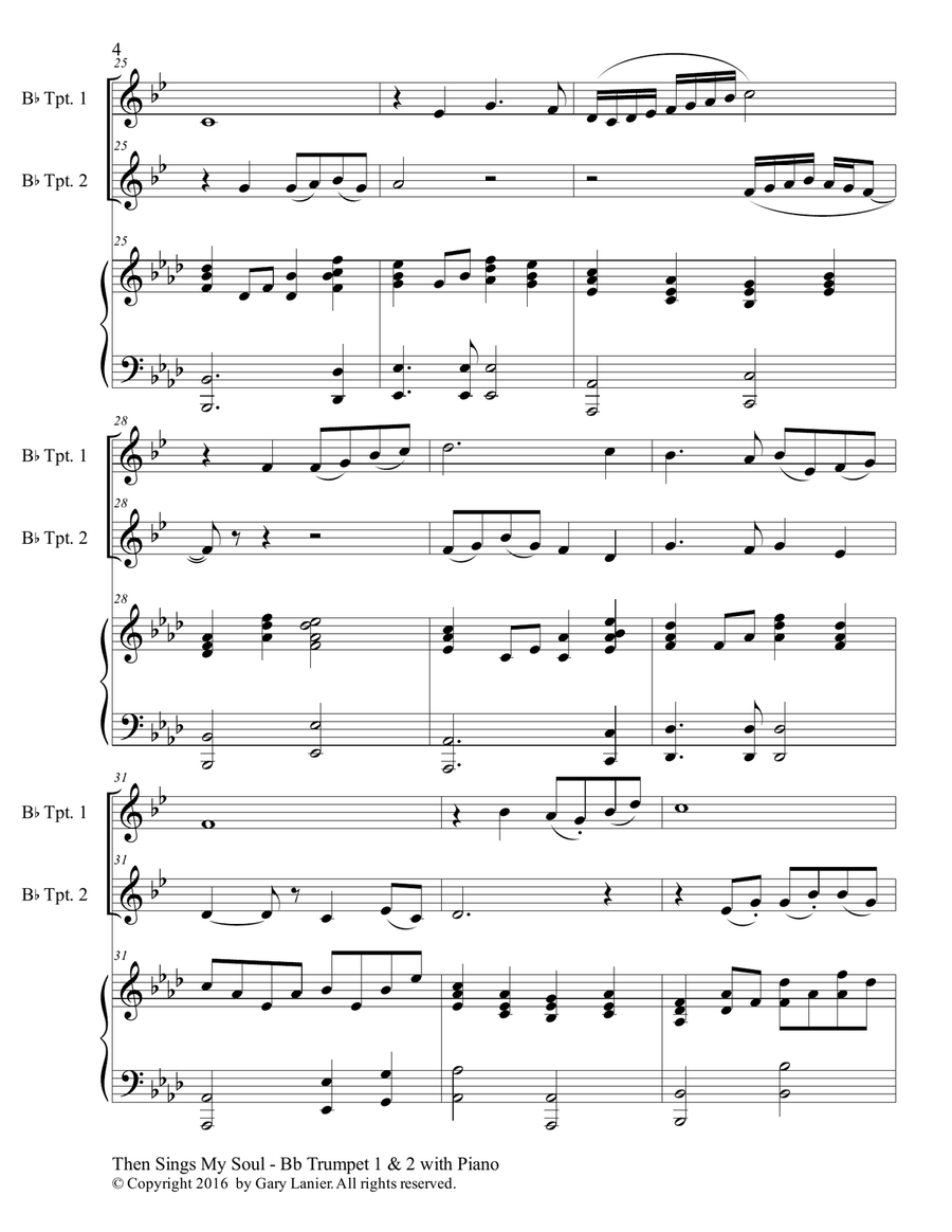 Trios for 3 GREAT HYMNS (Bb Trumpet 1 & 2 with Piano and Parts) Brass Trio scores gallery preview page 5