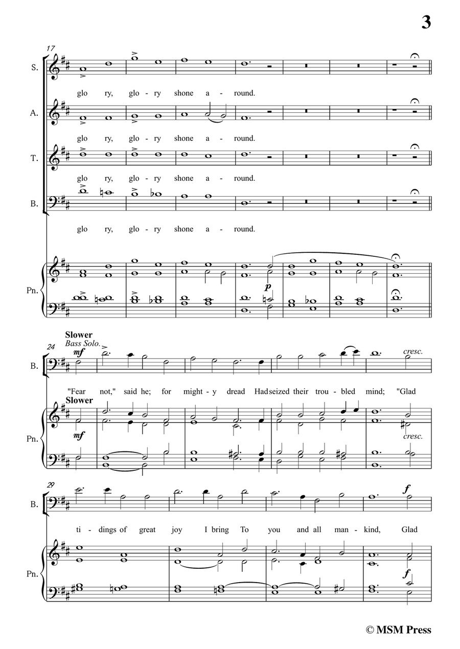 Hall-While Shepherds Watched Their Flocks by night,in D Major,For Quatre Chorales 4-Part scores gallery preview page 5