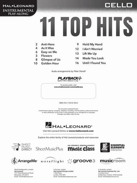 11 Top Hits for Cello