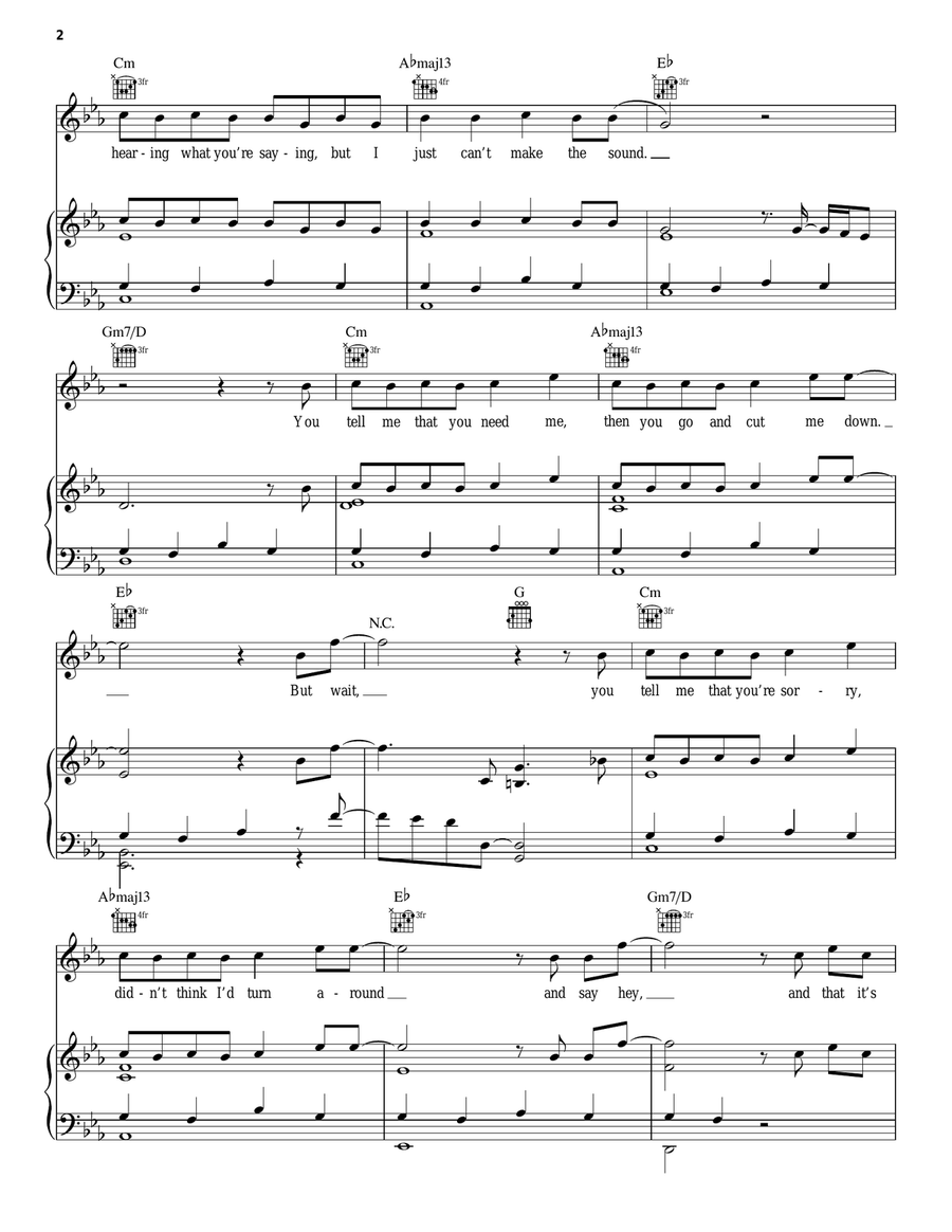 Apologize Piano, Vocal, Guitar scores gallery preview page 2