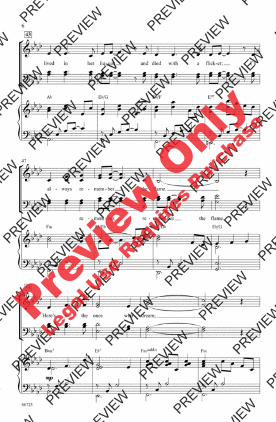 Audition (The Fools Who Dream) 4-Part scores gallery preview page 6