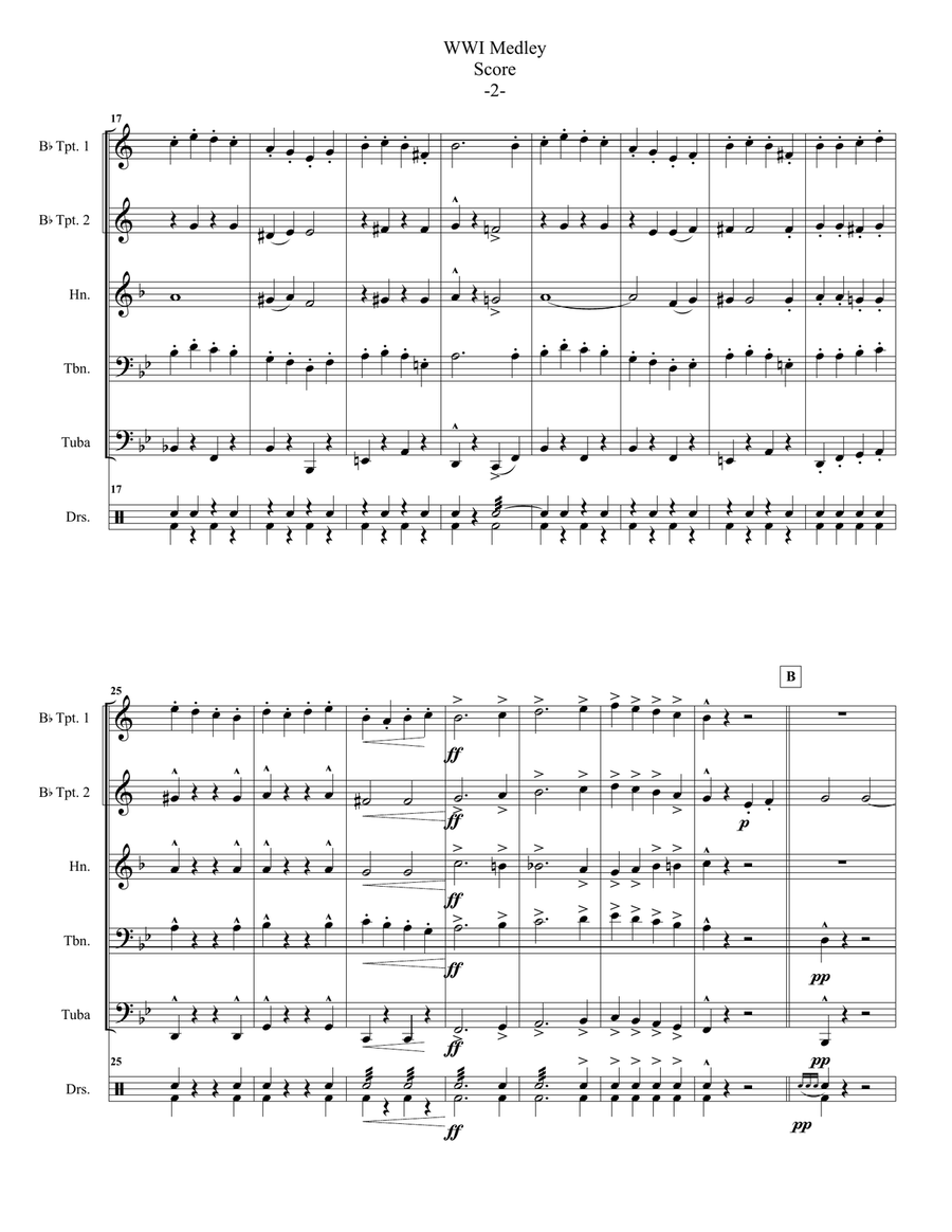 World War I Medley for Brass Quintet-Long, Long Way to Tipperary and Pack Up Your Troubles Brass Quintet scores gallery preview page 4