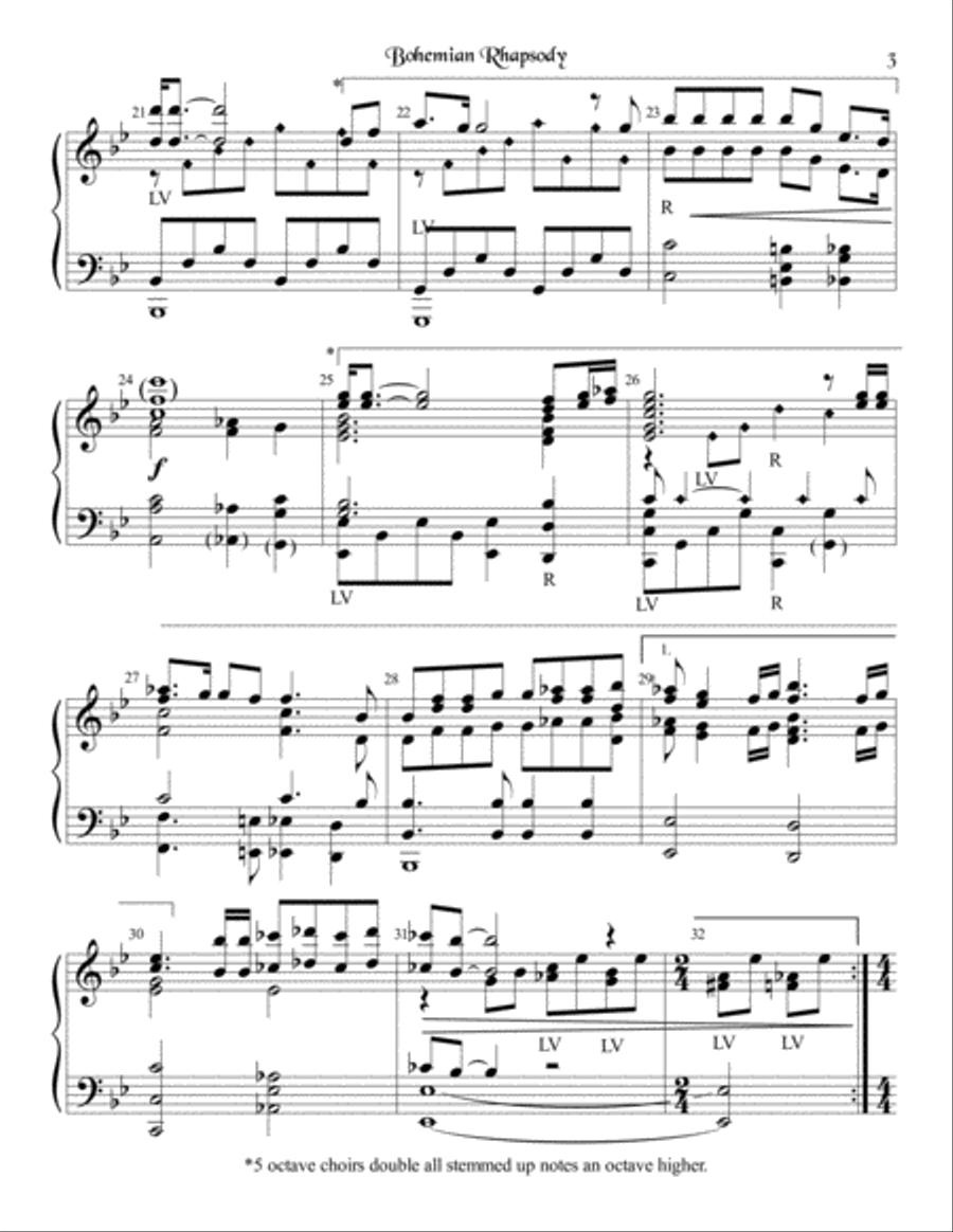 Bohemian Rhapsody Handbell Choir scores gallery preview page 4
