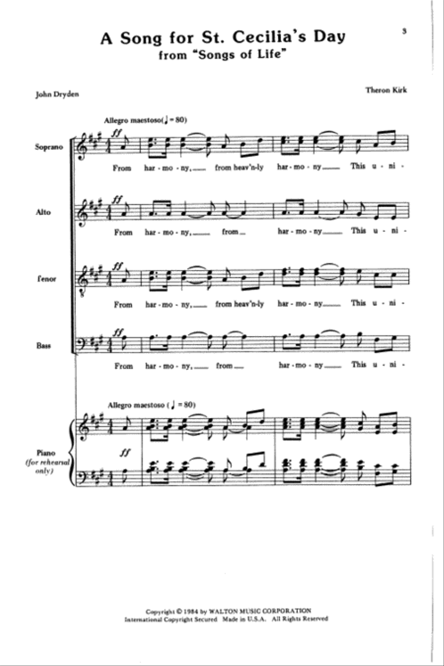A Song for St. Cecilia's Day 4-Part scores gallery preview page 9