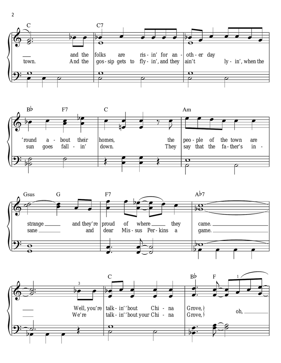 China Grove China Grove Easy Piano scores gallery preview page 2