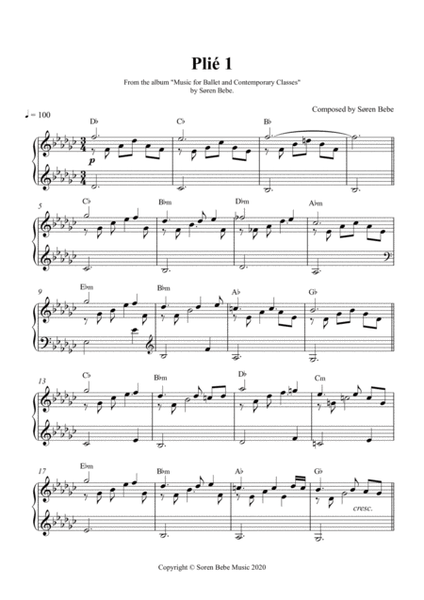 Sheet Music for Ballet Class - Complete class with barre and center exercises. 26 pieces/71 pages.