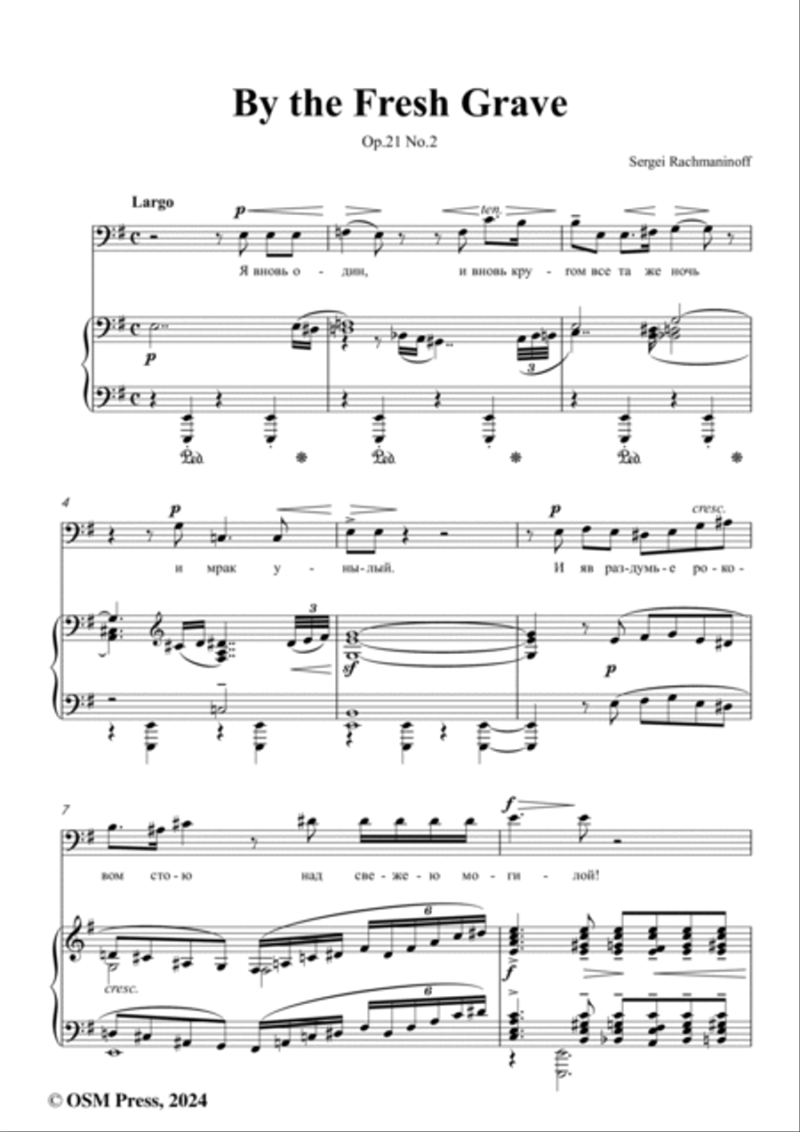 Rachmaninoff-By the Fresh Grave(Над свежей могилой;Nad svezhey mogiloy),in e minor,Op.21 No.2 Voice scores gallery preview page 2