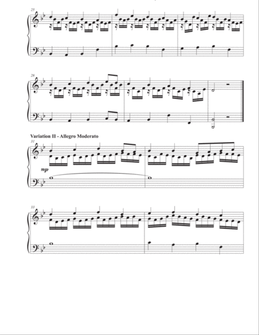 Theme and Variations in B-flat Major Piano Solo scores gallery preview page 3