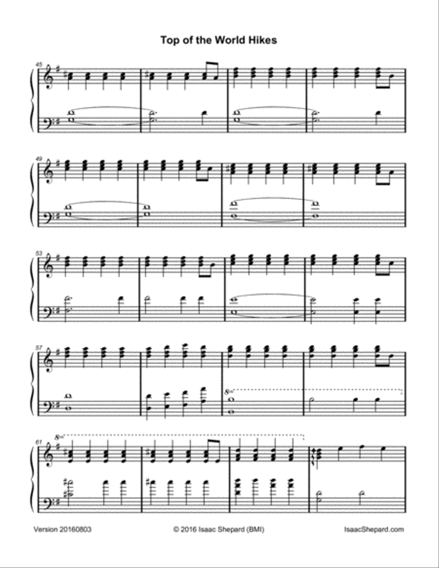 Top of the World Hikes Piano Solo scores gallery preview page 4