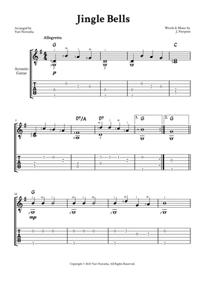Jingle Bells - Fingerstyle for Acoustic Guitar (Very Easy - Guitar Christmas - TAB)