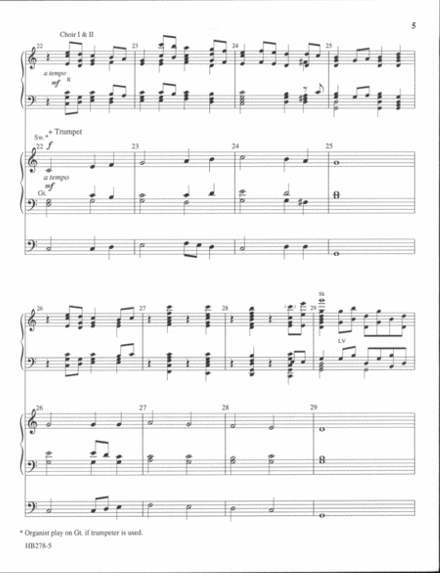 Joyous Overture on AZMON and DUKE STREET - handbell choir I and II score Handbell Choir scores gallery preview page 5