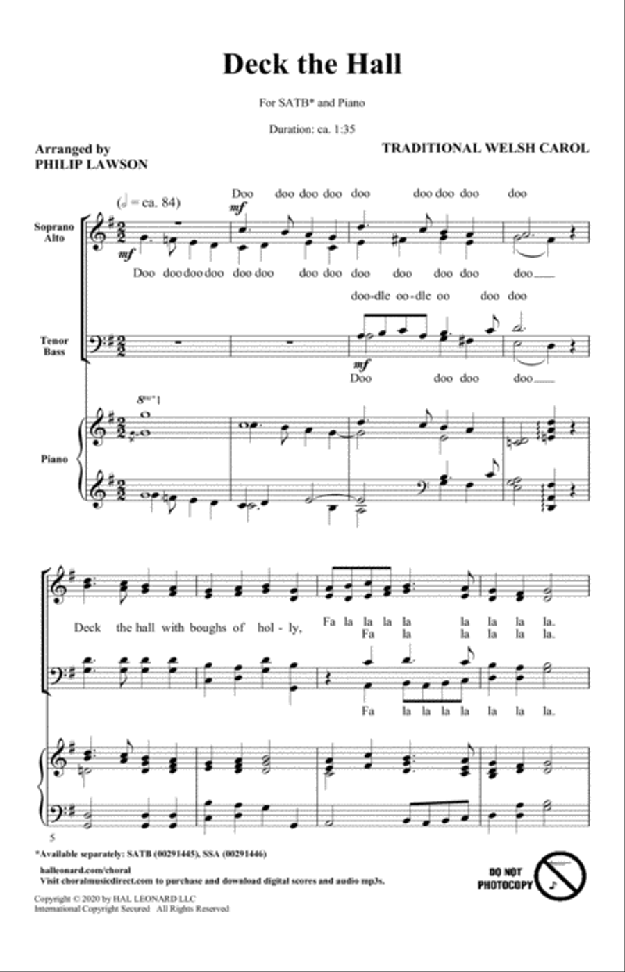 Deck The Hall (arr. Philip Lawson) 4-Part scores gallery preview page 1