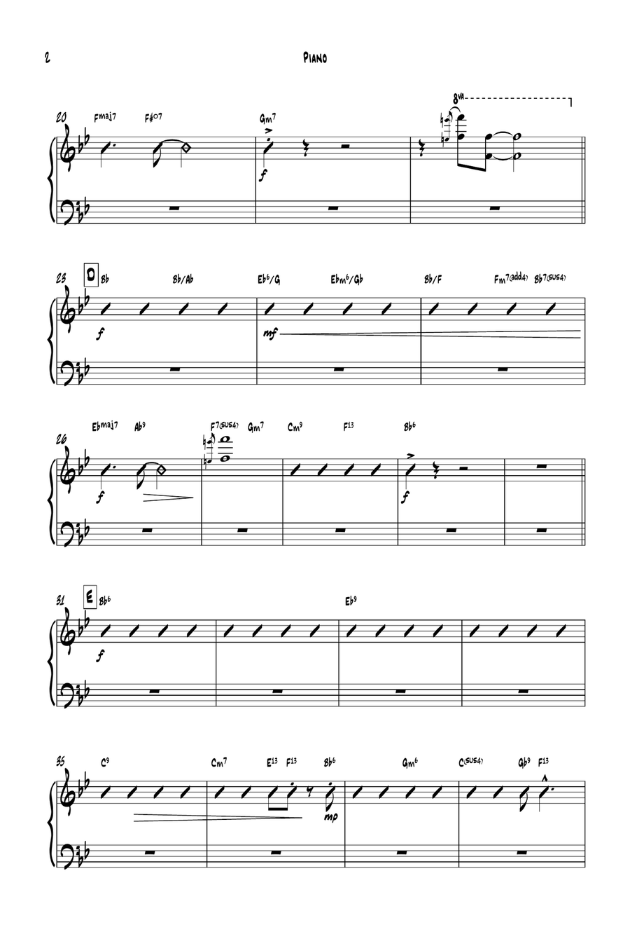 Santa Claus Is Comin' To Town (ver. Michael Buble)- Piano Jazz Ensemble scores gallery preview page 2