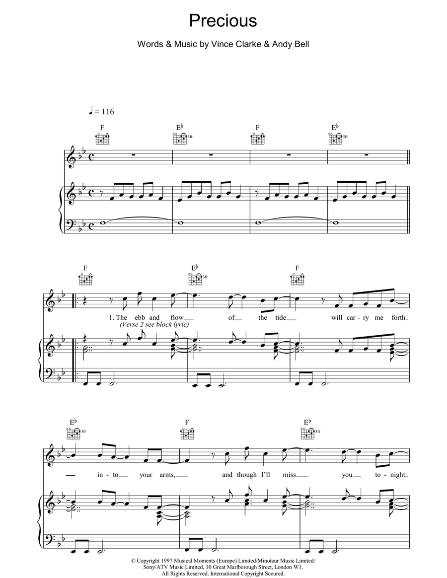Precious Piano, Vocal, Guitar scores gallery preview page 1