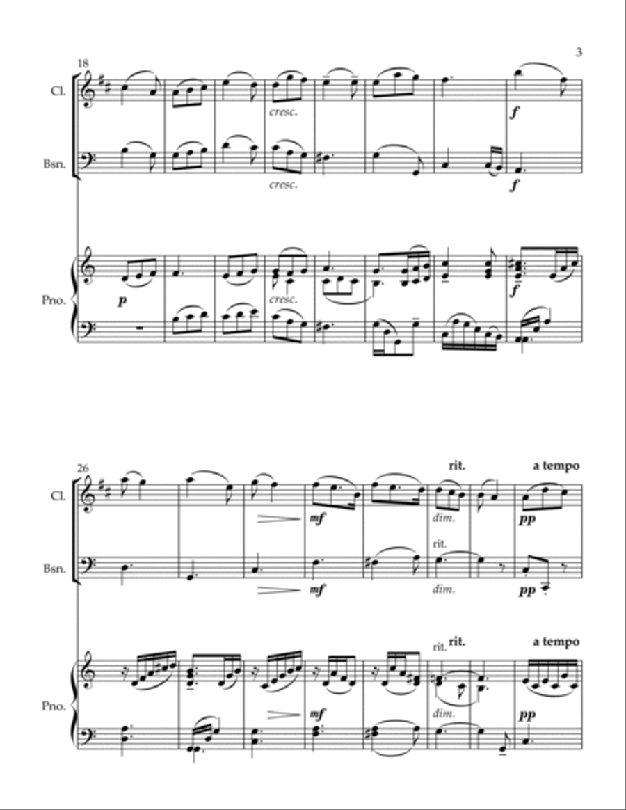 Trio #2 II. Andante quasi adagio Woodwind Duet scores gallery preview page 3