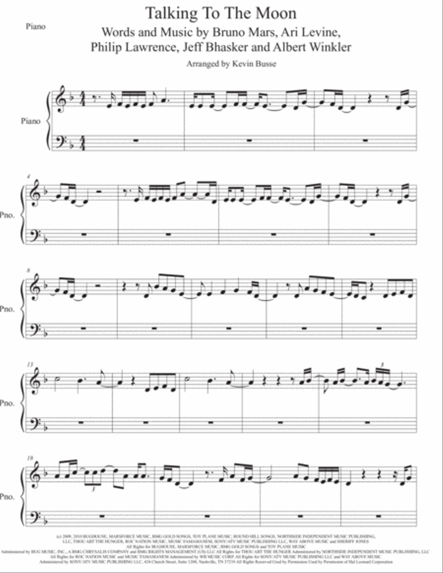 Talking To The Moon Talking To The Moon Easy Piano scores gallery preview page 1