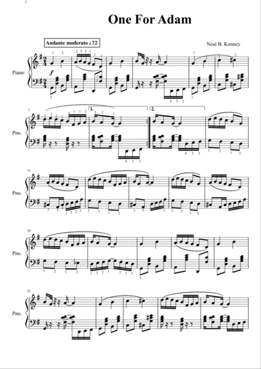 One For Adam Piano Method scores gallery preview page 1