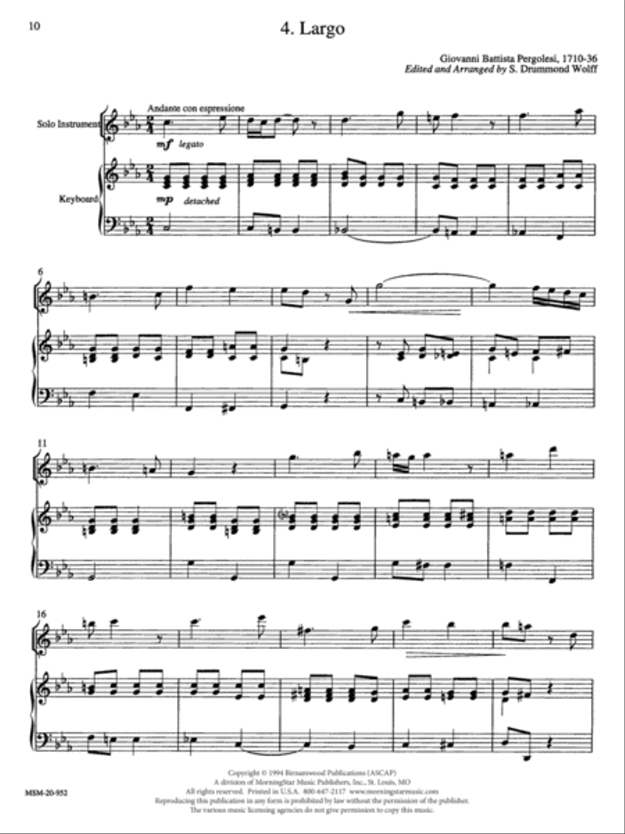 Largo (from a Sonata) Largo (from a Sonata) Piano scores gallery preview page 1
