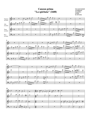 Canzon no.1 "La Spiritata" a4 (1608) (arrangement for 4 recorders)