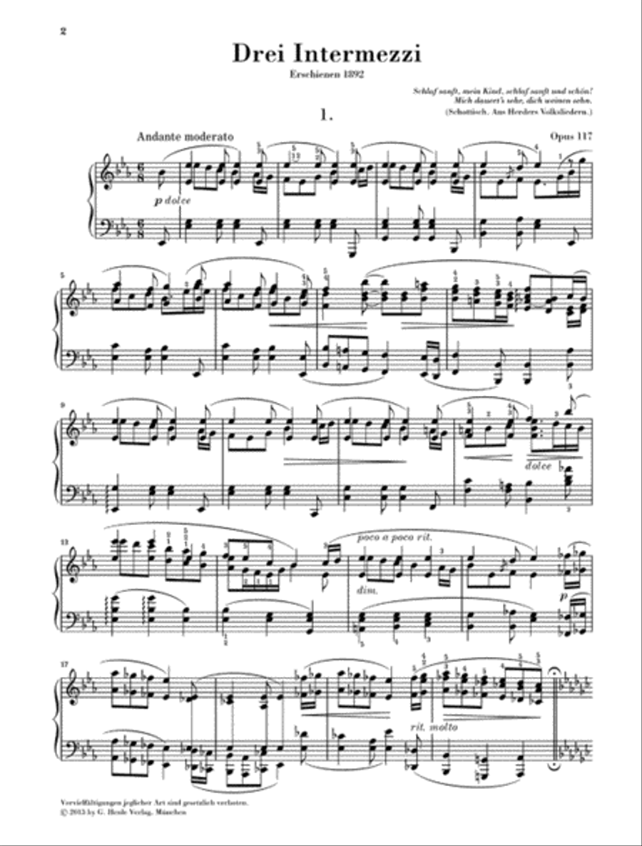 3 Intermezzi, Op. 117 Piano Solo scores gallery preview page 3