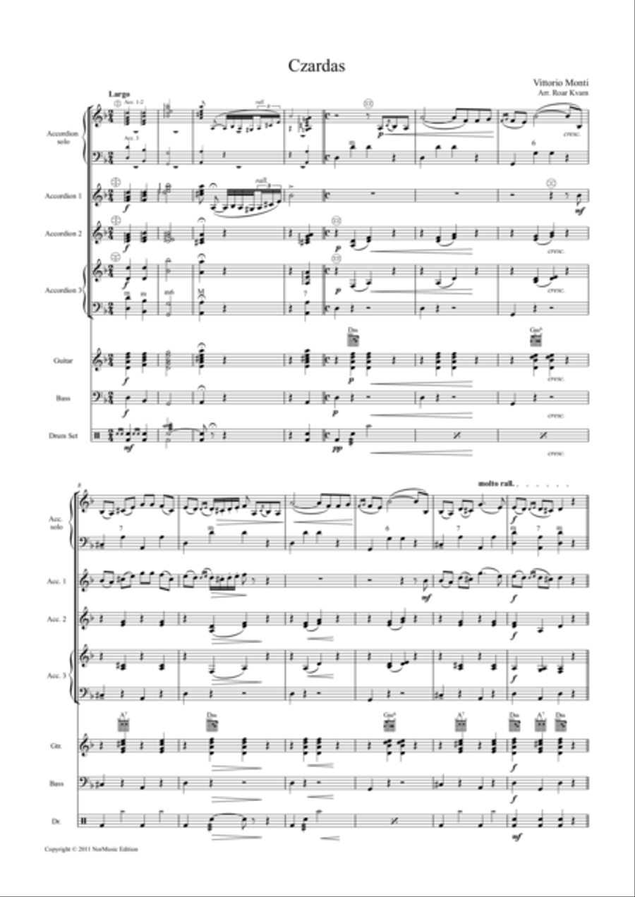 Monti: Czardas (Accordian solo with Accordian Orchestra) Bass Voice scores gallery preview page 1
