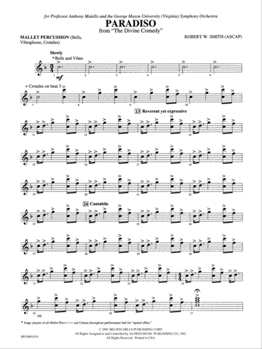Paradiso (from The Divine Comedy): Mallets Full Orchestra scores gallery preview page 1