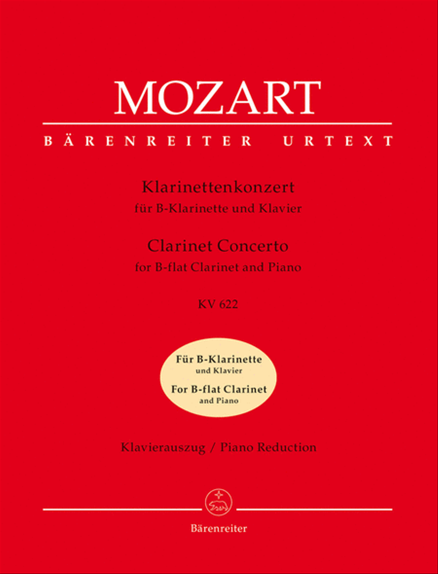 Concerto for B flat Clarinet and Piano KV 622 B-Flat Clarinet scores gallery preview page 1