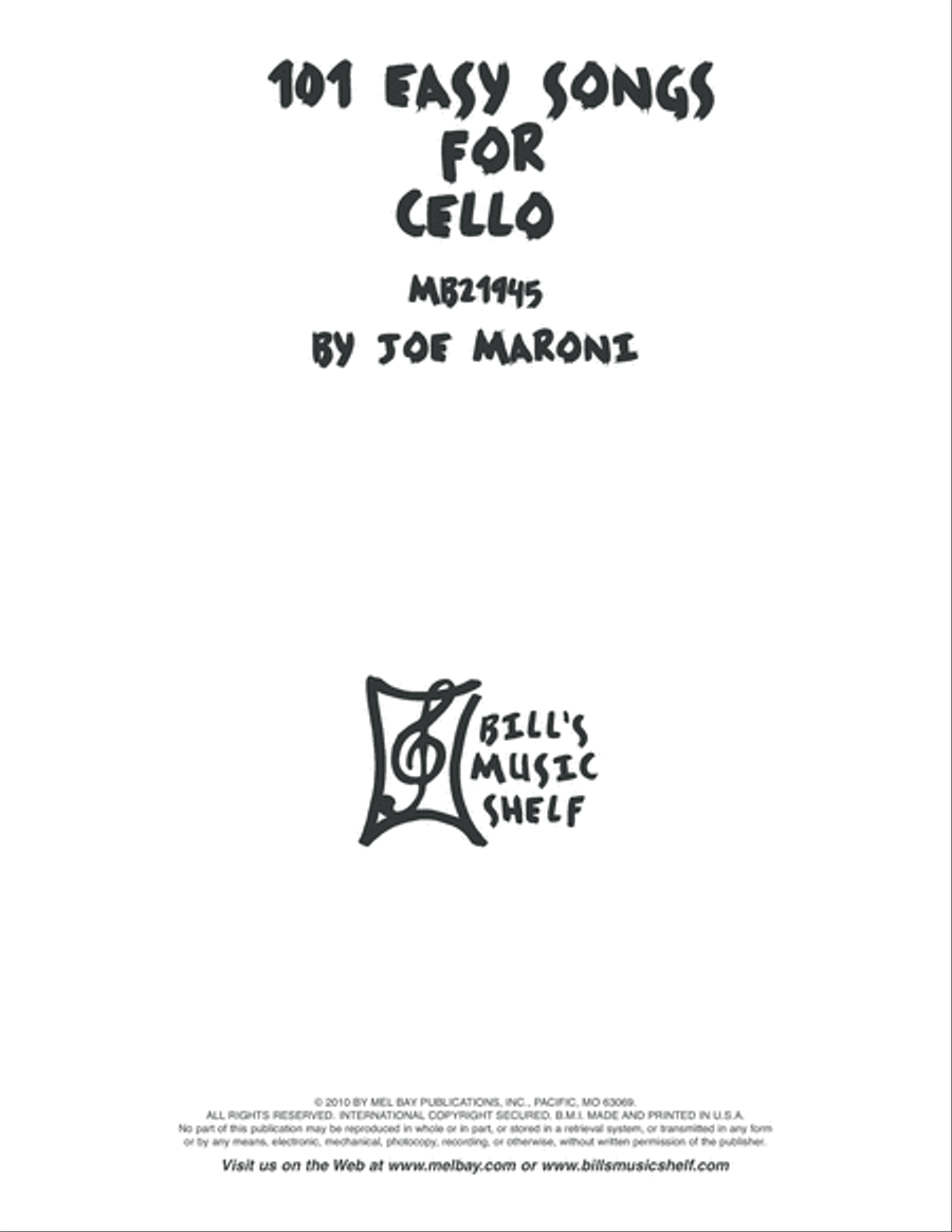 101 Easy Songs for Cello Cello scores gallery preview page 2