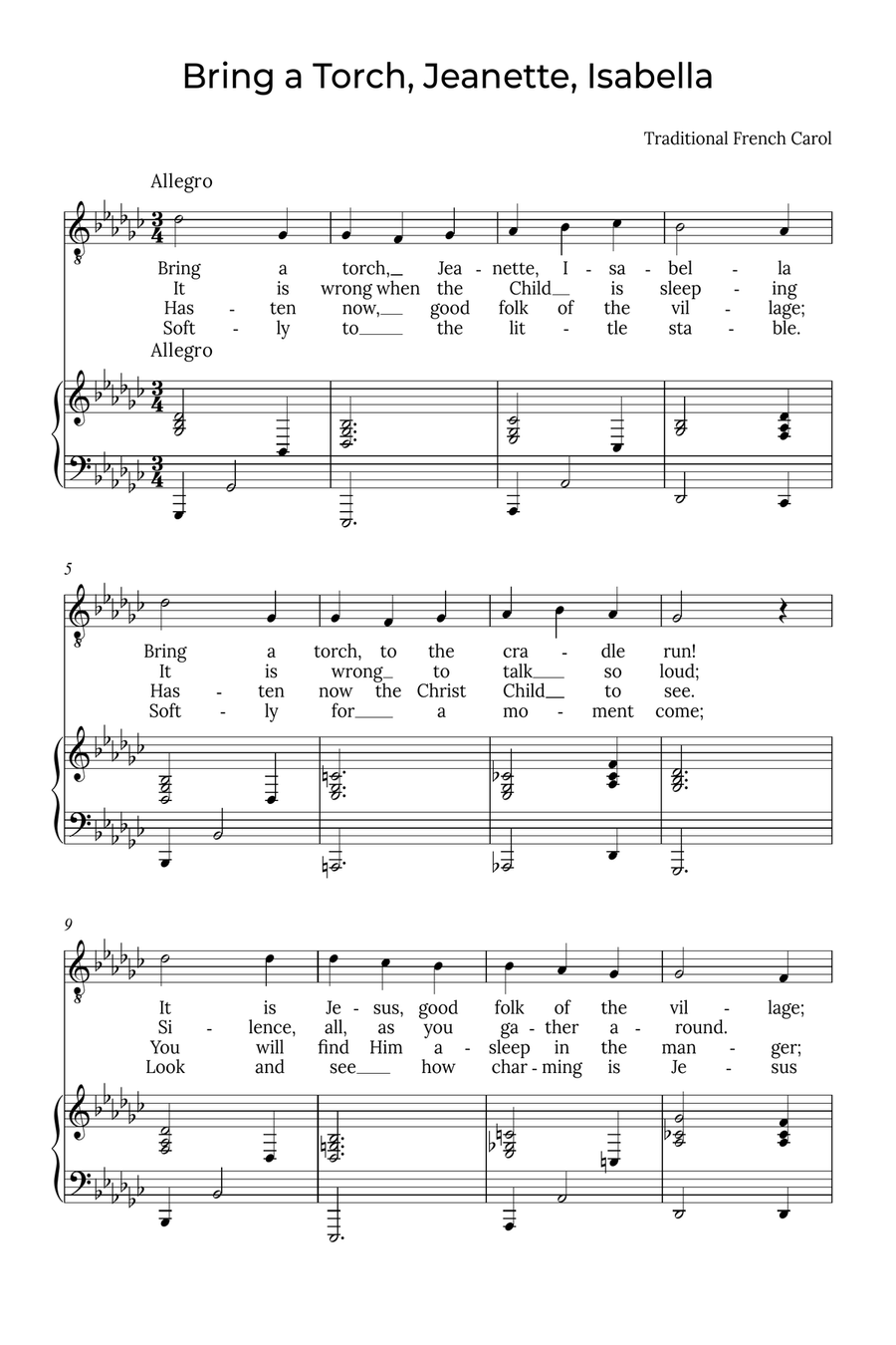 Bring a Torch, Isabella - Baritone in Gb, Jeanette Voice Solo scores gallery preview page 1