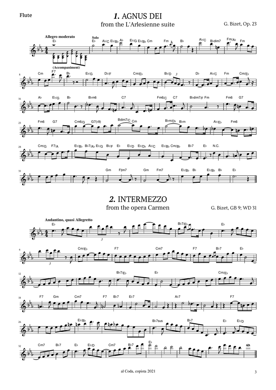 10 tunes for FLUTE of Bizet Flute Solo scores gallery preview page 3