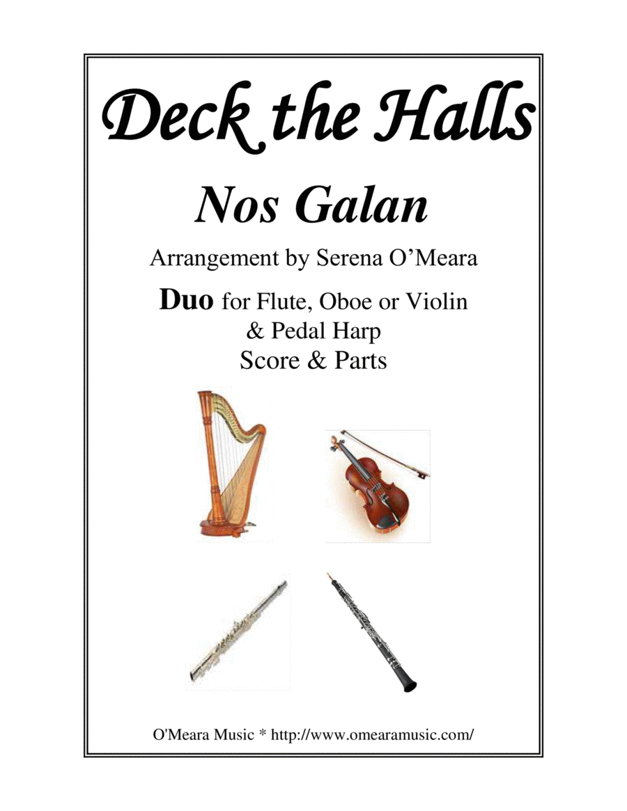 Deck The Halls, Duo for Flute, Oboe or Violin and Pedal Harp image number null