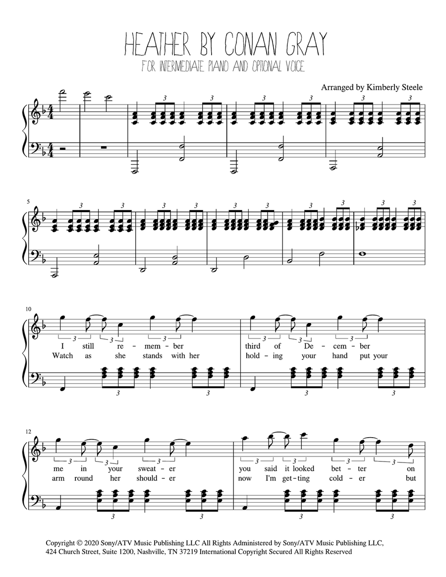 Heather Piano, Vocal scores gallery preview page 1
