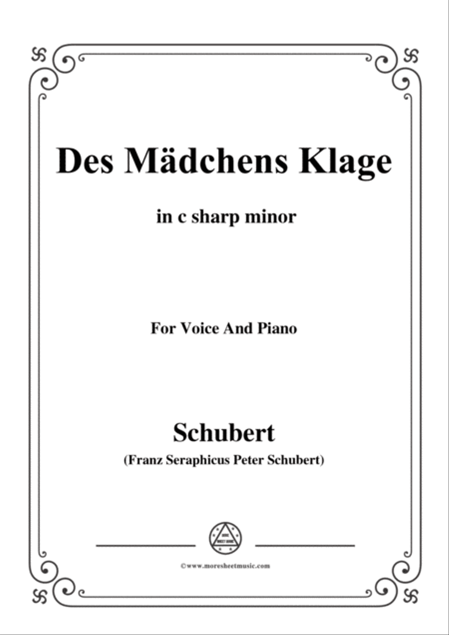 Schubert-Des Mädchens Klage,in c sharp minor,Op.8,No.3,for Voice and Piano Voice Solo scores gallery preview page 1