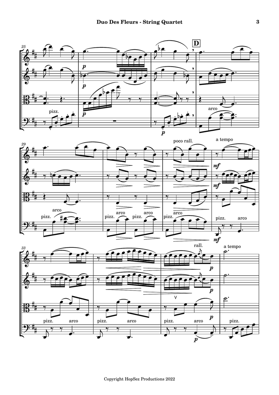 Duo Des Fleurs - Flower Duet from Lakmé (Sous Le Dôme Épais) - String Quartet String Quartet scores gallery preview page 3