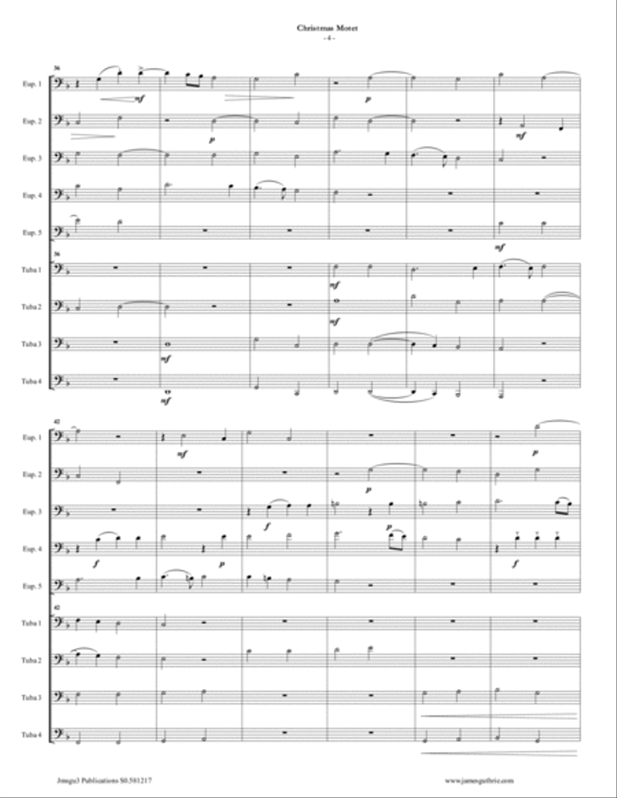 Mouton: Christmas Motet for Tuba/Euphonium Choir Choir scores gallery preview page 4