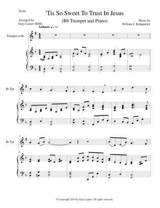 'TIS SO SWEET TO TRUST IN JESUS (Bb Trumpet/Piano and Trumpet Part)