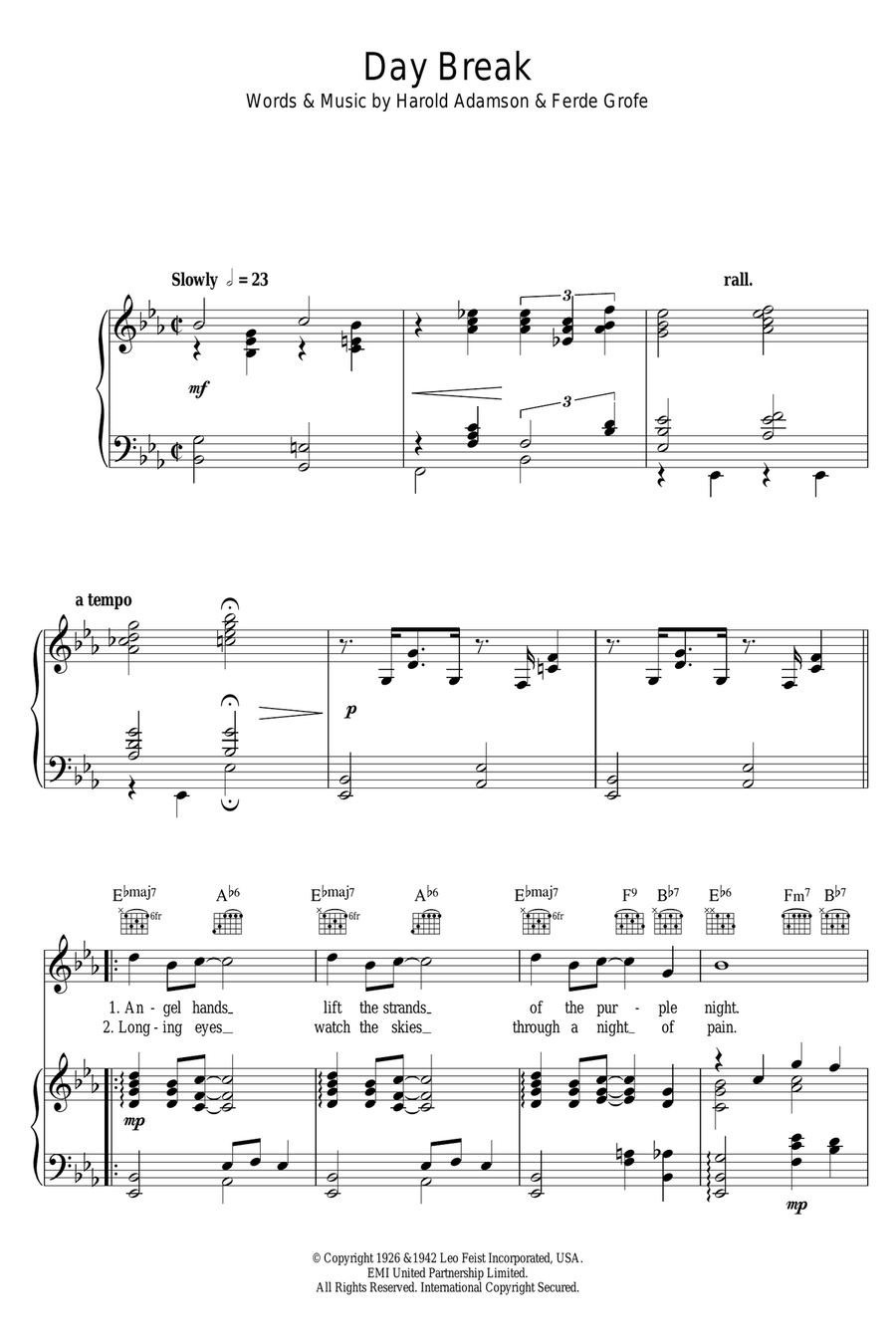 Day Break Day Break Piano, Vocal scores gallery preview page 1