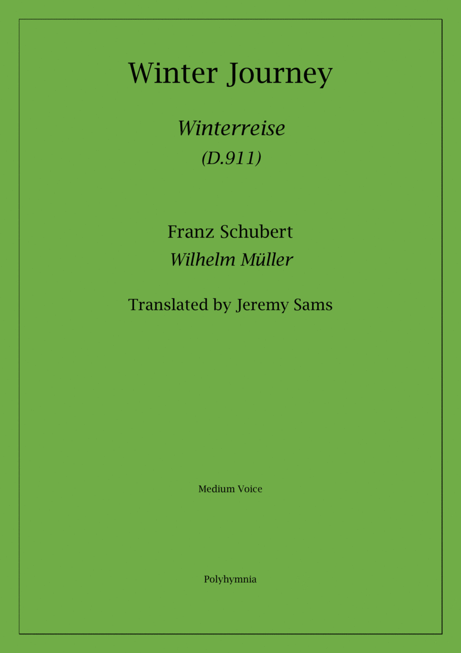 Schubert Winter Journey (Winterreise) translated J. Sams (medium voice) Medium Voice scores gallery preview page 1