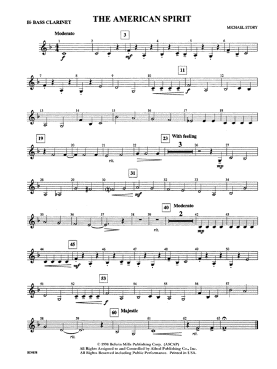 The American Spirit: B-flat Bass Clarinet Concert Band scores gallery preview page 1