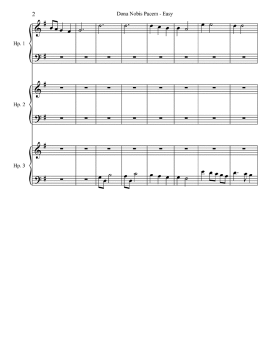 Dona Nobis Pacem - Easy Harp scores gallery preview page 2