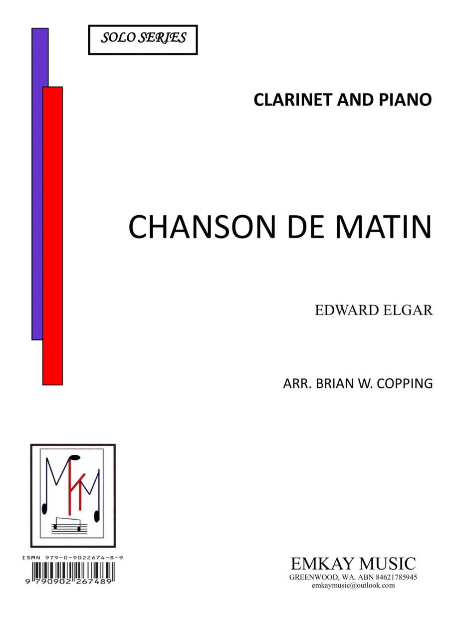 CHANSON DE MATIN – CLARINET & PIANO B-Flat Clarinet scores gallery preview page 1