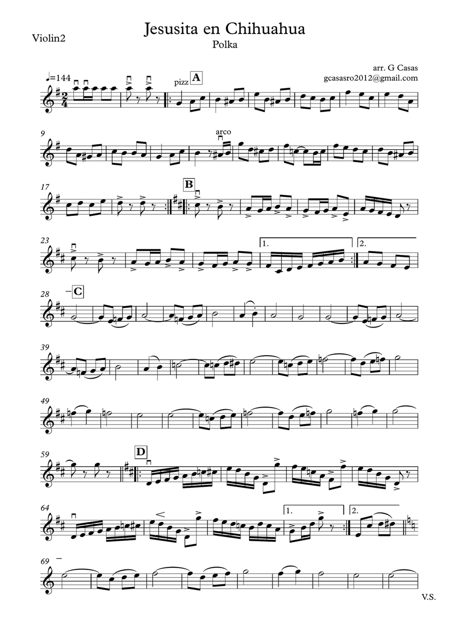 Jesusita en Chihuahua Jesusita en Chihuahua String Quartet scores gallery preview page 3