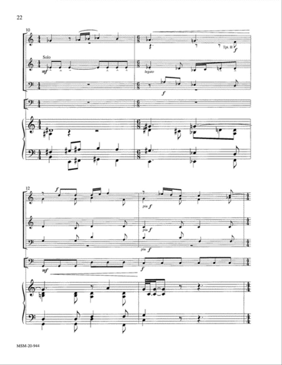 Three Pieces for Brass Quintet, Timpani, and Organ Organ scores gallery preview page 9
