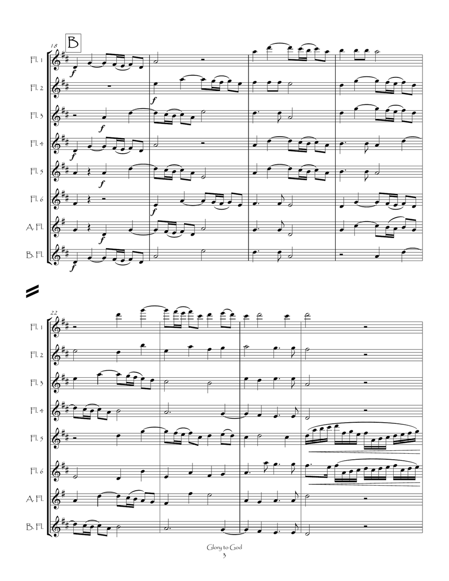 Glory to God from The Messiah for Flute Choir Flute Choir scores gallery preview page 5