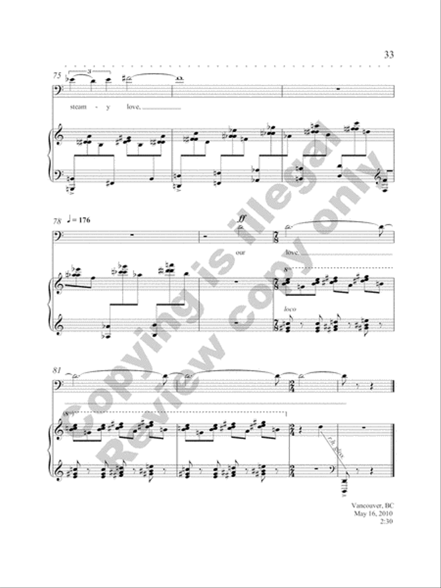 Five Love Songs for High Baritone Voice and Piano High Voice scores gallery preview page 38