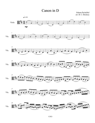 Book cover for Canon in D (Viola Solo)