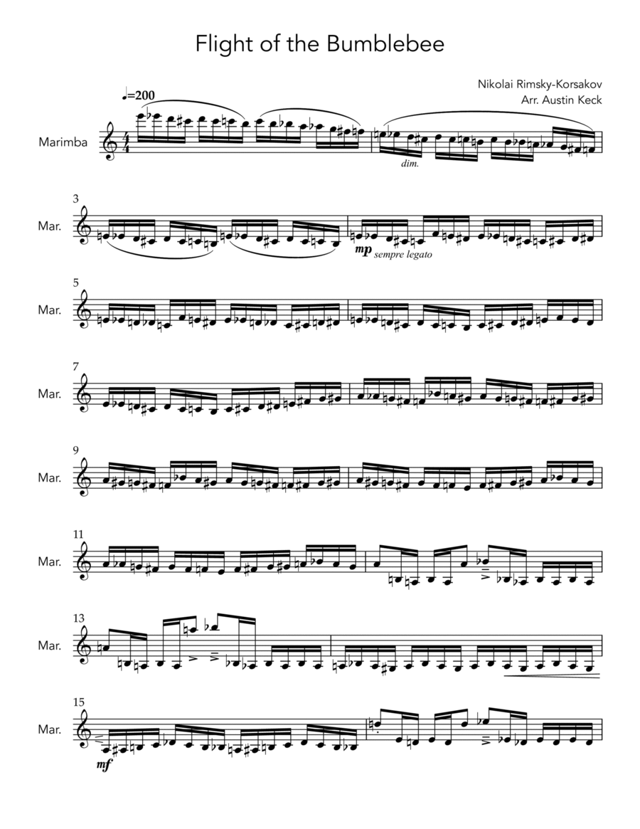 Flight of the Bumblebee Marimba scores gallery preview page 1