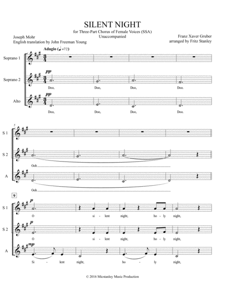Silent Night - SSA A Cappella image number null