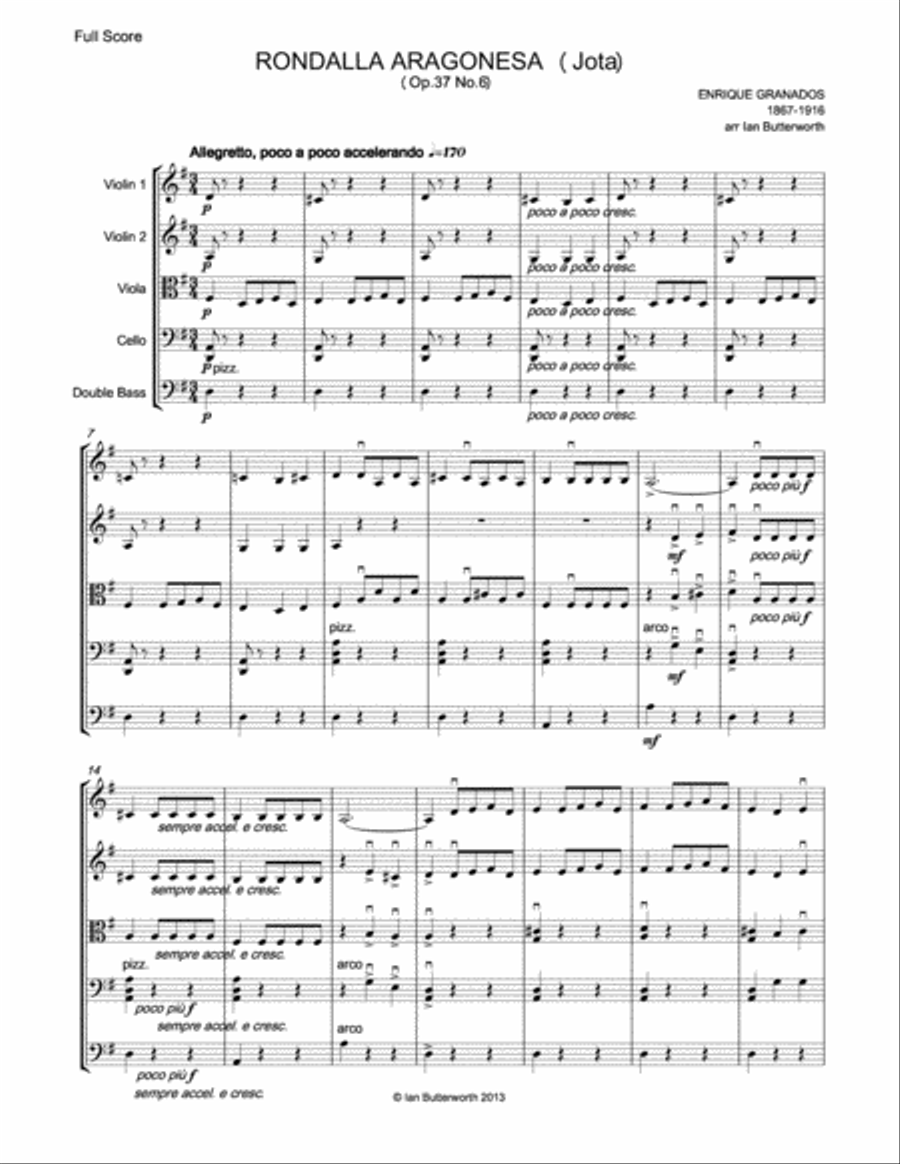 GRANADOS Aragonesa (Jota)(Spanish Dance Op.37 No.6) String Orchestra scores gallery preview page 2